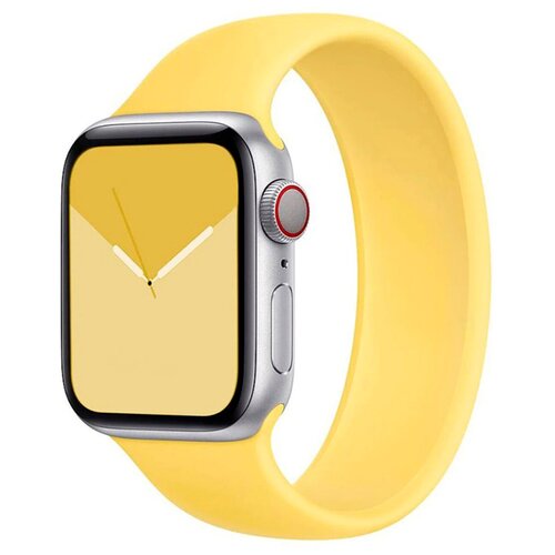фото Силиконовый браслет для apple watch series 1, 2, 3, 4, 5, 6 и se 38-40mm / эластичный ремешок для умных смарт часов эпл вотч серии 1, 2, 3, 4, 5, 6 и се 38-40 мм / браслет без застежки solo loop, размер s (yellow) сotetci