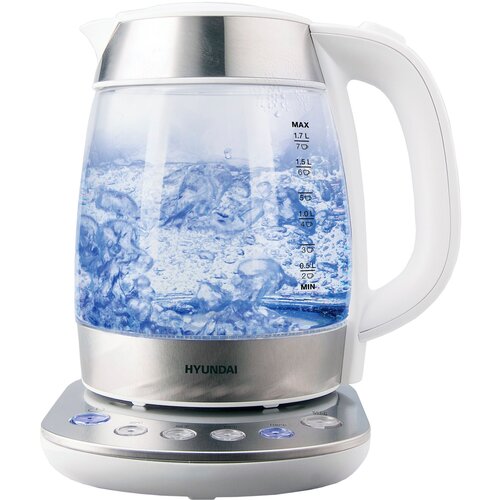 Чайник электрический Hyundai HYK-G4033 17л 2200Вт белыйсеребристый корпус стекло 4570₽