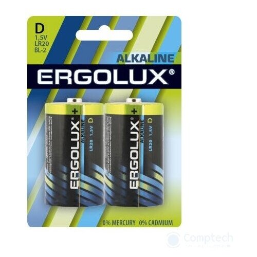 Ergolux. LR20 Alkaline BL-2 (LR20 BL-2 батарейка 1.5В) (2 шт. в уп-ке) ergolux lr20 alkaline bl 2 lr20 bl 2 батарейка 1 5в 2 шт в уп ке