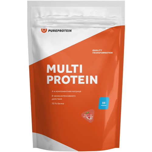 Протеин Pure Protein Multi Protein, 1000 гр., клубника со сливками протеин pure protein whey protein 810 гр клубника со сливками