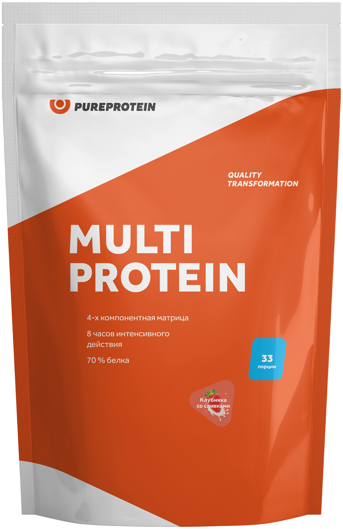 PureProtein Мультикомпонентный протеин, вкус «Клубника со сливками», 1 кг, PureProtein