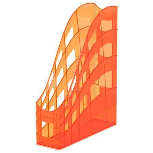 фото Подставка пластиковая для бумаг вертикальная erichkrause® s-wing, neon, 75мм, оранжевый