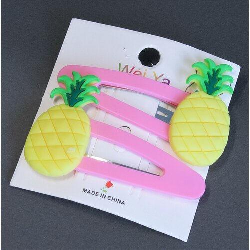 Заколка для волос клик-клак фрукты-ягоды-овощи 2 шт в комплекте