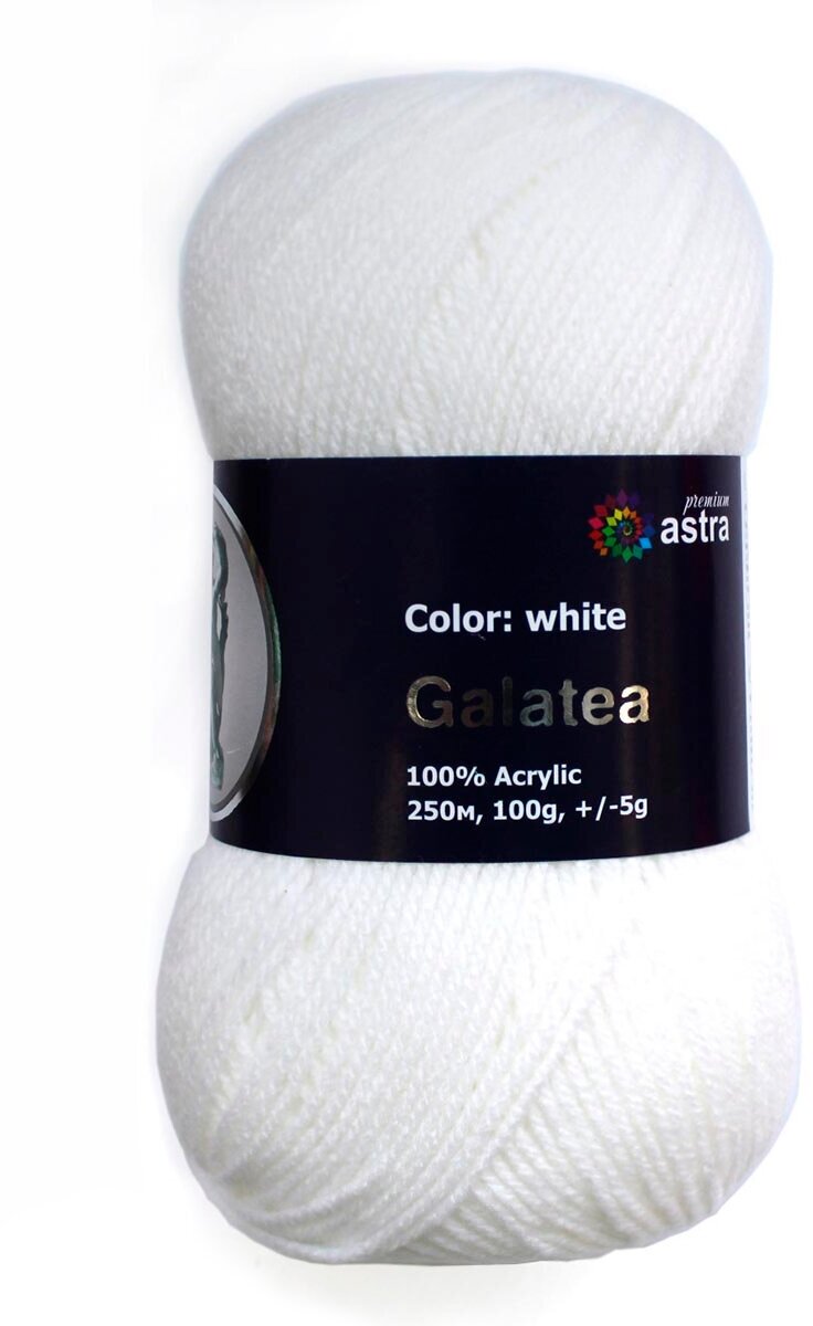 Пряжа для вязания Astra Premium 'Галатея', 100 г, 250 м (100% акрил) (01 белый), 3 мотка