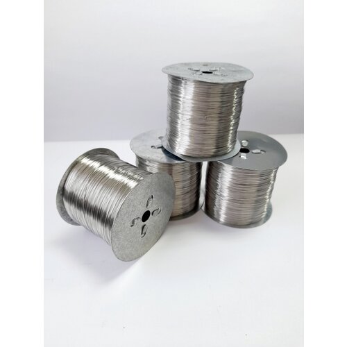 Пчеловодная проволока нержа 04 мм 2 кг 2000гр на четырёх катушках по 500гр марка стали 12х18н10т AISI321 насадки СПН для мини-спиртзаводов и ректификационных колонн Спирально призматическая насадка трубы муфели реторы нержавеющая 2800₽