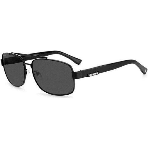 Солнцезащитные очки DSQUARED2, прямоугольные, оправа: металл, для мужчин, черный