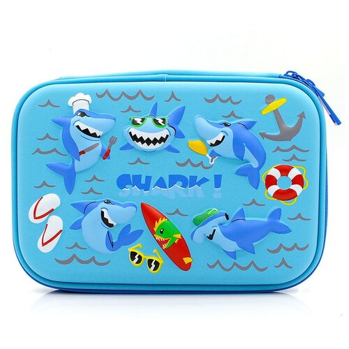 фото Пенал школьный 3d "акулы shark", большой, цвет: голубой михи михи