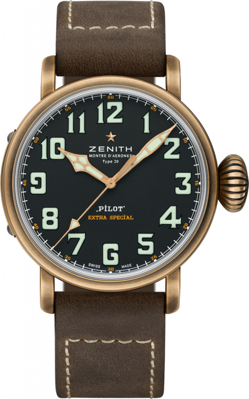 Наручные часы ZENITH Pilot Type 20 Extra Special 29.2430.679/21. C753, черный, коричневый