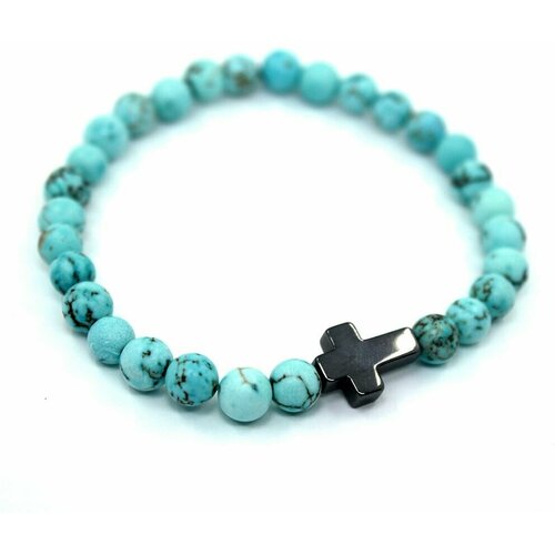 фото Handinsilver ( посеребриручку ) браслет из матовой бирюзы 6мм с крестом