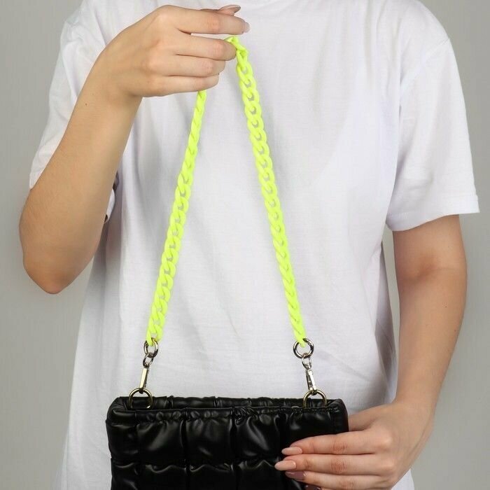 Цепочка для сумки, пластиковая, с карабинами, 23 × 17 мм, 68 см, цвет неоновый жёлтый - фотография № 20