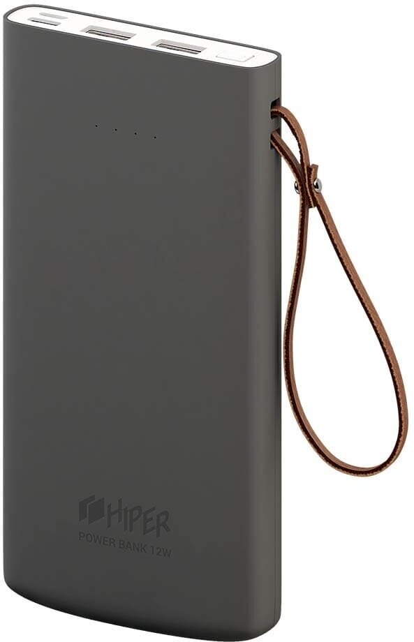 Портативный аккумулятор (Power Bank) HIPER Внешний аккумулятор TRAVEL10K Li-Pol 10000 mAh Soft-touch 2.4A+1.5A 2xUSB 1xType-C серый