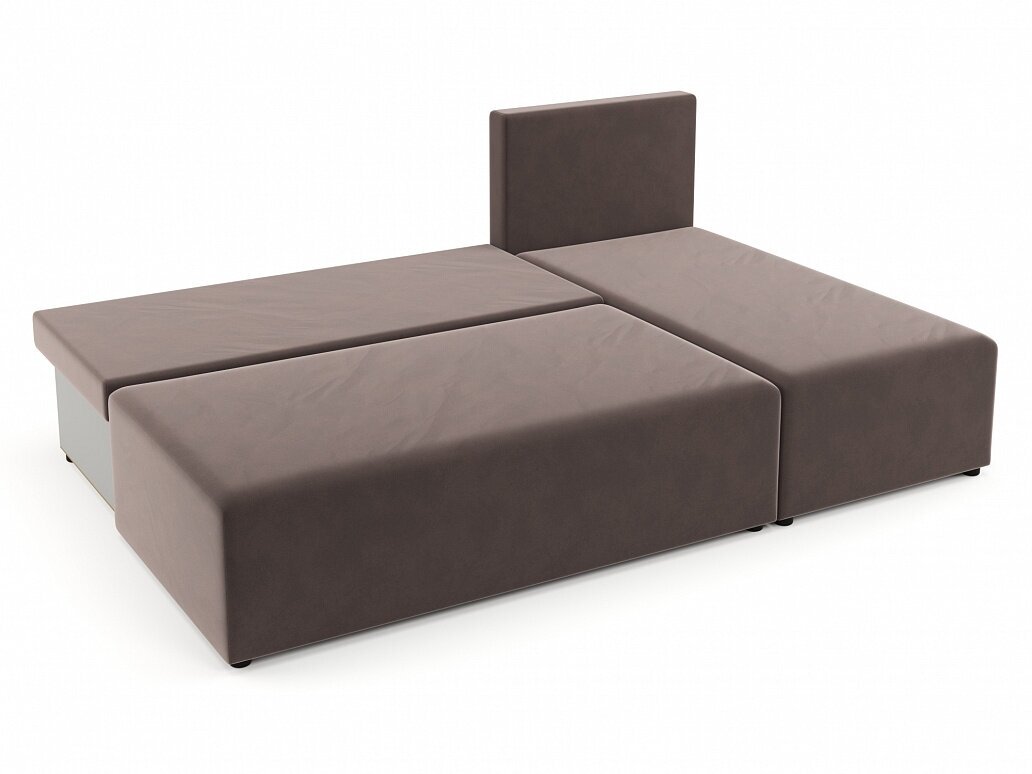 Угловой диван-кровать Рим, велюр, коричневый