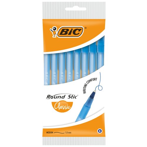 Bic Ручка шариковая Bic Round Stic Classic синяя 8 шт, 40 гр (9 уп.)