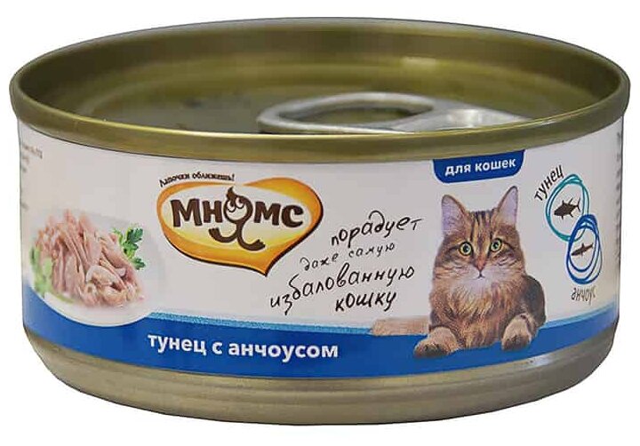 фото Влажный корм для кошек Мнямс с тунцом, с анчоусом (кусочки в желе)