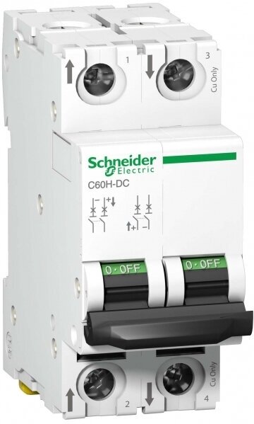 Выключатель автоматический модульный 2п C 6А 6кА Acti9 C60H-DC DC SchE, SCHNEIDER ELECTRIC A9N61526 (1 шт.)