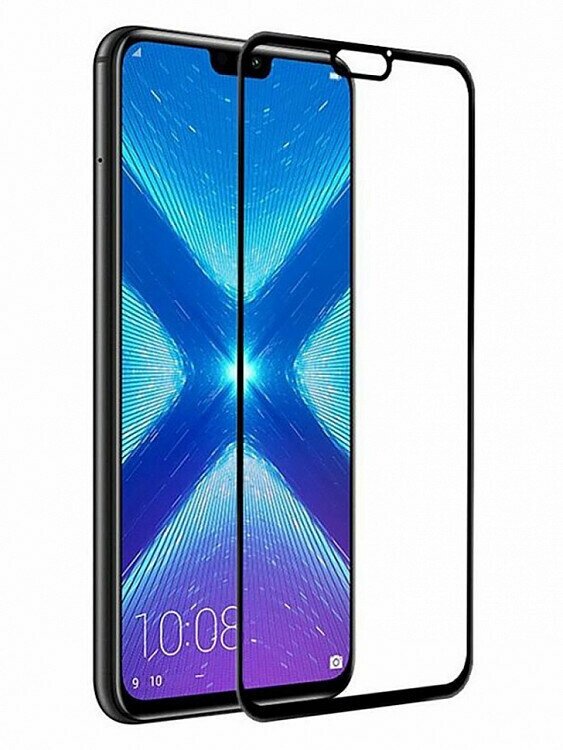 Защитное стекло для Huawei Honor 8X / Защитное стекло на хуавей хонор 8X (полная проклейка, черная рамка)