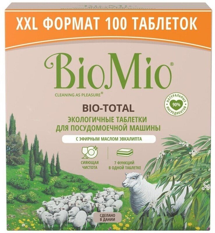 Таблетки для посудомоечных машин BioMio Bio-total с эфирным маслом эвкалипта 100 шт
