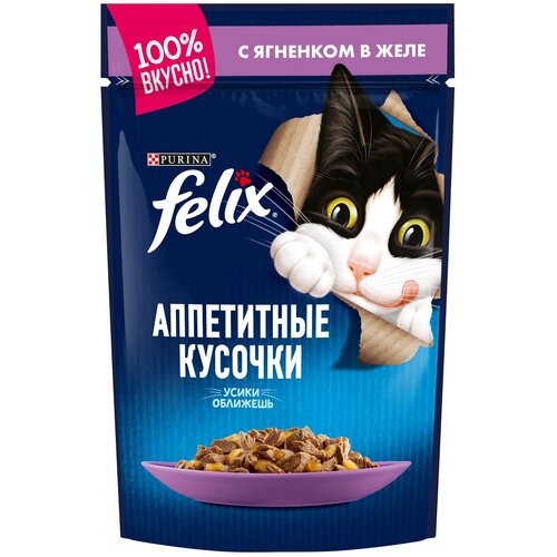 Влажный корм для кошек Felix Аппетитные кусочки, ягненок 2 шт. х 85 г (кусочки в желе)