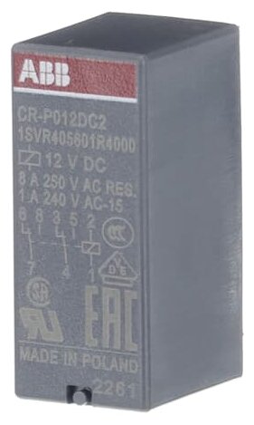 CR-P012DC2 Реле 2ПК 8А 12B DС ABB, 1SVR405601R4000