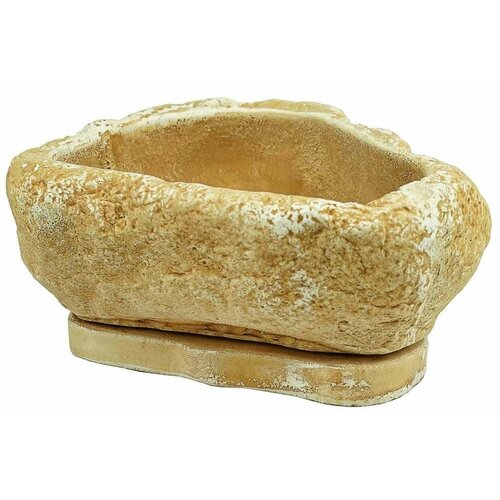 Горшок для цветов с поддоном Камень Арарат 0,75л светлый песчаник для кактусов фиалок (KM-01-1) фиалочница кактусник кактусница + Дренаж 1л