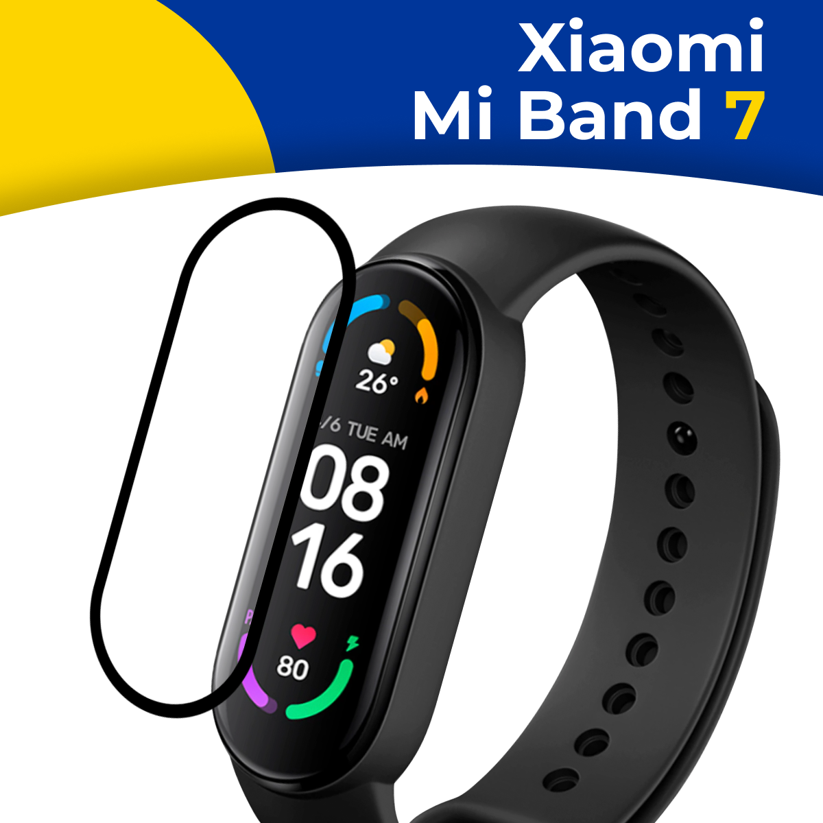 Гидрогелевая защитная пленка на смарт часы Xiaomi Mi Band 7 / Самовосстанавливающаяся бронепленка для умных часов Сяоми Ми Бэнд 7 / Противоударная