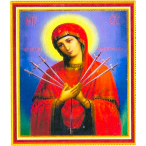 Алмазная мозаика 'Семистрельная икона' с рамкой, 17x22см