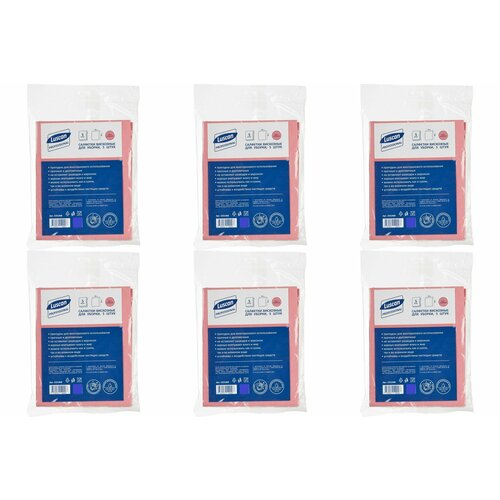 Luscan Professional Салфетки для уборки Розовая, 30х38 см, 6 уп по 5 шт