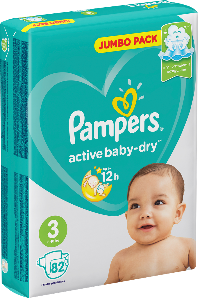 Подгузники детские PAMPERS Active Baby-Dry Midi 3, 6–10кг, 82шт