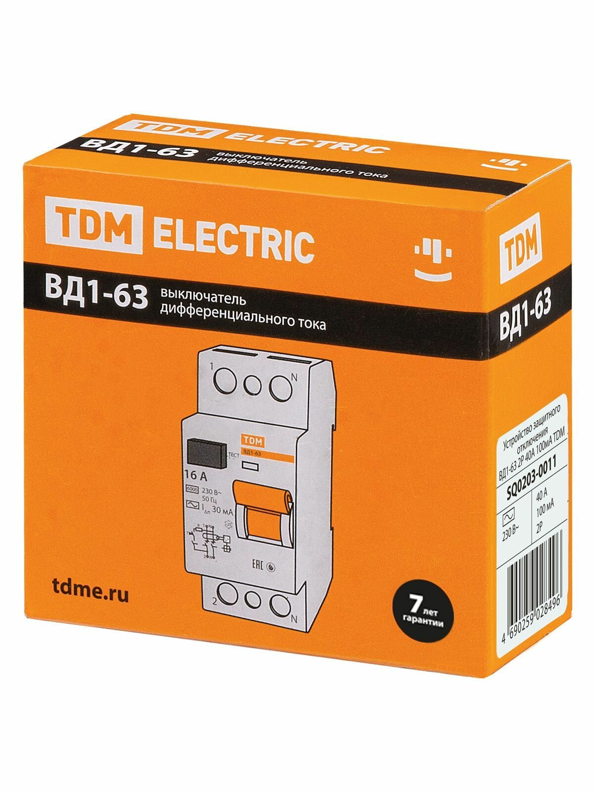 УЗО Tdm Electric ВД1-63 2P 40 A 100 мА 4.5 кА AC SQ0203-0011 - фото №5