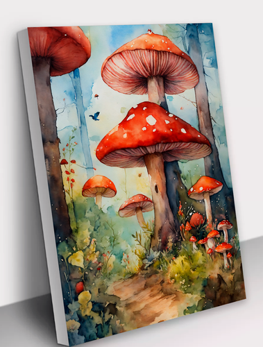 Изображение товара Картина по номерам "Мухоморы" 40х50 см, хлопковый холст на подрамнике, акрил, АртТойс