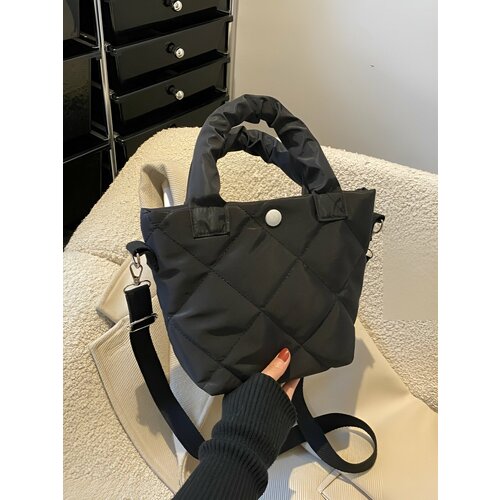 Сумка кросс-боди , фактура стеганая, черный