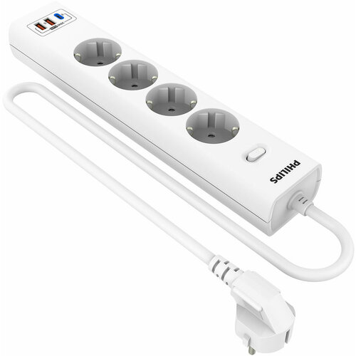 Сетевой фильтр Philips 4 Розетки с USB PDQC30 5912 В 30 Вт кабель - 2 м белый 4299₽