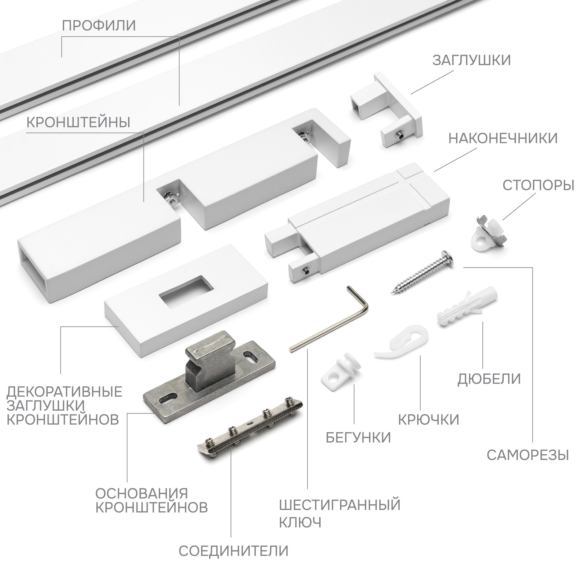 Карниз для штор двухрядный Хай Тек, "Эскар", Кросс, металл, белый, 300 см арт.4212300 — фото 1