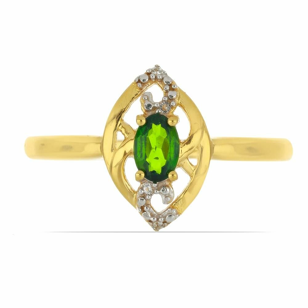 Кольцо, серебро, 925 проба, топаз, хромдиопсид