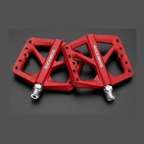 фото Педали rockbros m906, красные, нейлон, ось cr-mo, сменные шипы, подшипником du