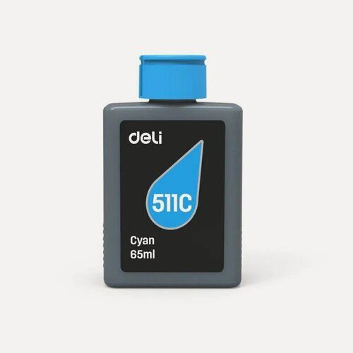 Изображение товара Чернила водорастворимые Deli 511C-EA1 голубой 65 мл (совместимы с Deli 511, 516)