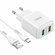 Зарядное устройство Hoco N6 Charmer, 18 Вт, QC3.0, 2 порта USB-A, 5В/3А, EU-вилк...