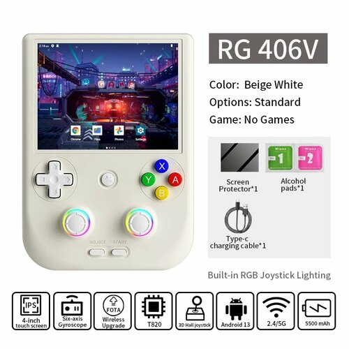 ANBERNIC RG 406V портативная игровая консоль White Only Game Consoles 17223₽