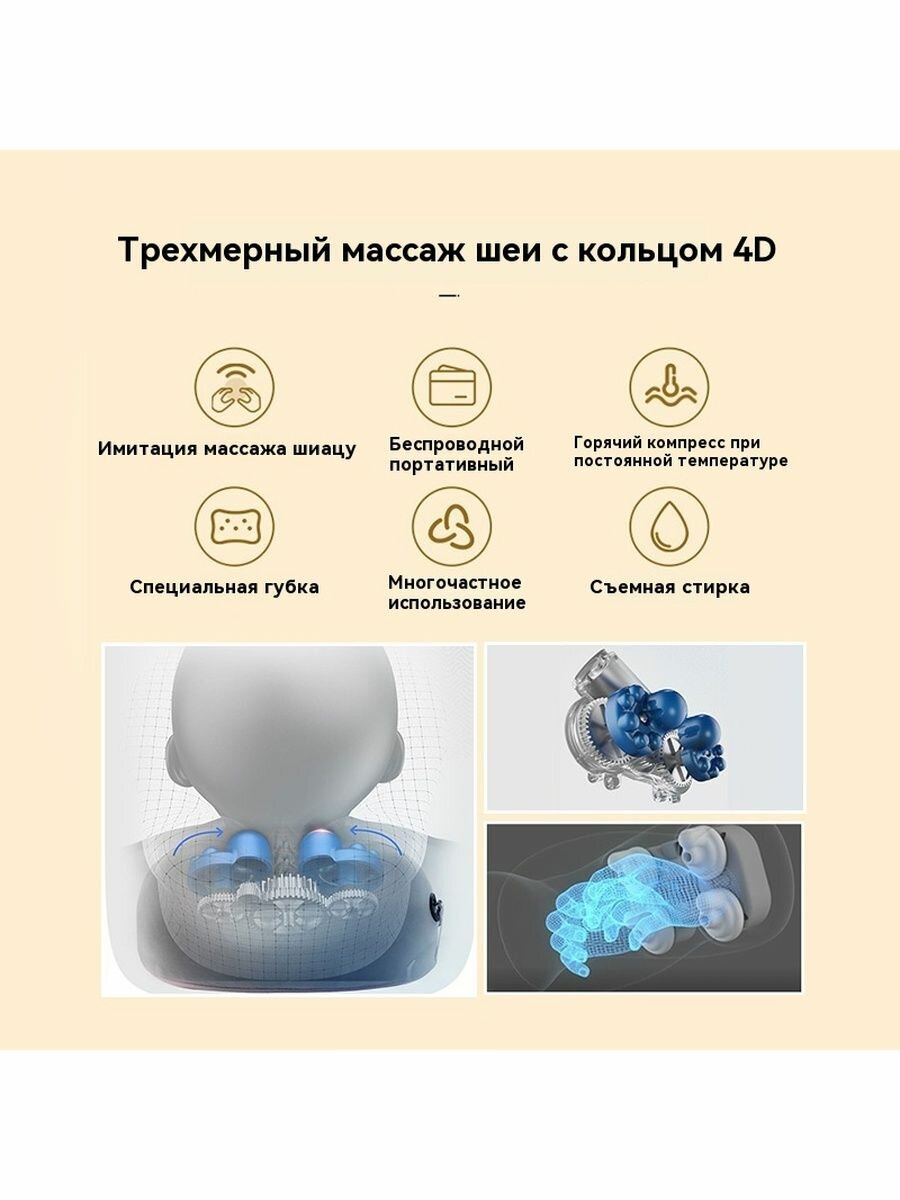 Изображение Xiaomi Массажистка шеи и подушка для спины; Многофункциональный нагрев