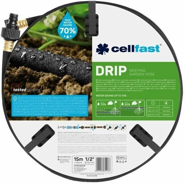 Сочащийся шланг DRIP 1/2" 15 м Cellfast 19-002N