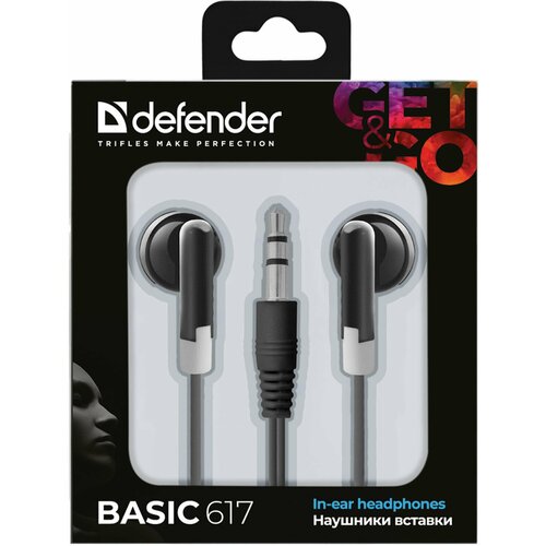 Упаковка 2 шт Наушники DEFENDER 1 Basic 617 проводные 11 м вкладыши черные 63617 490₽