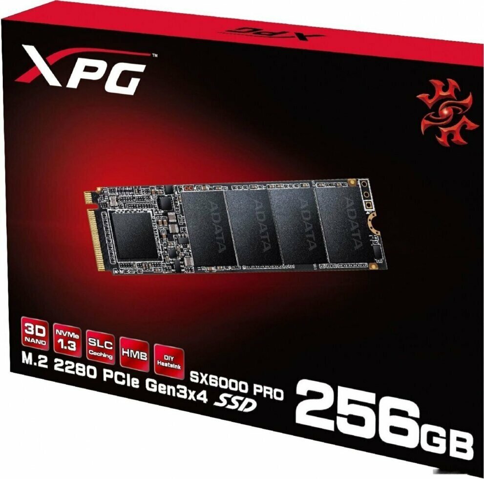 SSD диск ADATA M.2 XPG SX6000 Pro 256GB PCIe Gen3x4 NAND Flash TLC 3D (ASX6000PNP-256GT-C) - фотография № 13