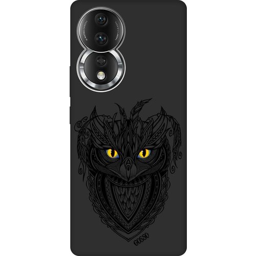 Матовый Soft Touch силиконовый чехол на Honor 80 / Хонор 80 с 3D принтом Grand Owl черный матовый soft touch силиконовый чехол на honor 80 pro хонор 80 про с 3d принтом grand bull черный