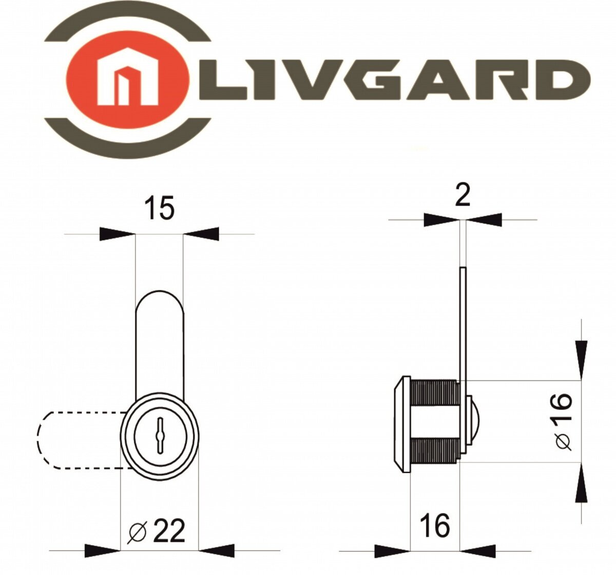 Замок почтовый LIVGARD 16мм с 2-мя ключами - фотография № 2