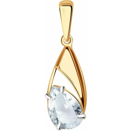 фото Подвеска diamant online, золото, 585 проба, горный хрусталь, размер 2.7 см.