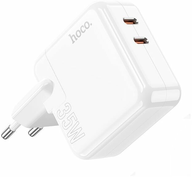 Сетевое зарядное устройство Hoco C110A 2*USB-C 35W (PD35W/QC3.0/AFC/FCP) Белый