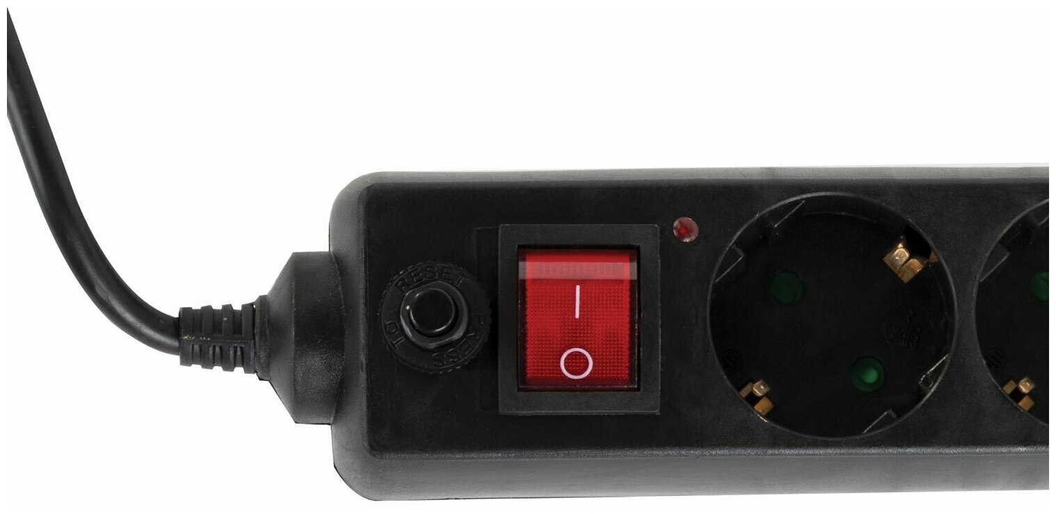 Сетевой фильтр SONNEN U-3513, 5 розеток, с заземлением, выключатель, 10 А, 3 м, черный, 513489 - фотография № 10