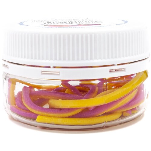 Силиконовая приманка Nyaski.Club червь Лапша (Доширак) 3х90 мм, 0.7 гр, СЫР #Жёлто-Фиолетов. (12 шт)