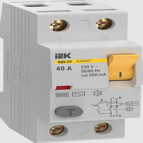 Выключатель дифференциальный (УЗО) KARAT ВД3-63 4P 40А 300мА 6кА тип AC | код MDV20-4-040-300 | IEK (3шт. в упак.)