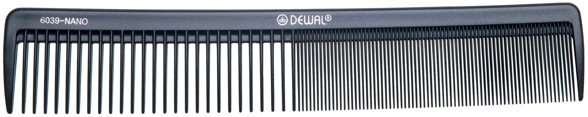 Dewal Professional - Деваль Нано Расческа рабочая комбинированная, широкая, антистатик, черная 21,5 см., CO-6039-NANO -